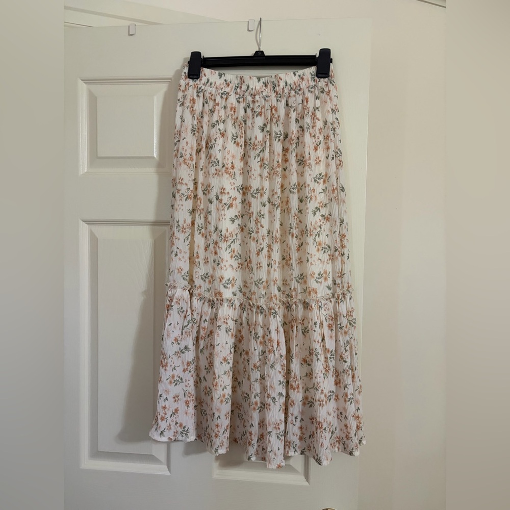 Hayden Floral White and Orange Maxi Skirt